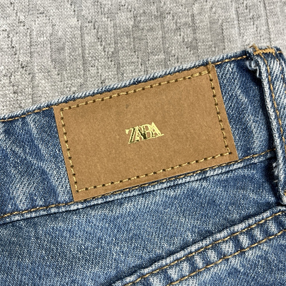 New ZARA baggy wide leg Jeans Women (0)24X32 High Rise Light‎ Wash  disco - Picture 11 of 16